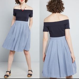Modcloth NWT off the shoulder blue A-line dress